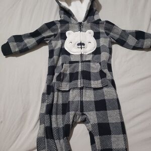 💙Carters Buffalo Check Plaid Hoodied Onesie